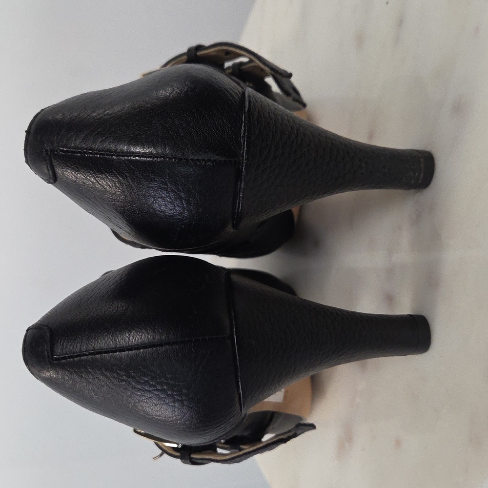Clarks Black Leather Heeled Shoes with Buckle Detail Size 7 - Picture 4 of 6